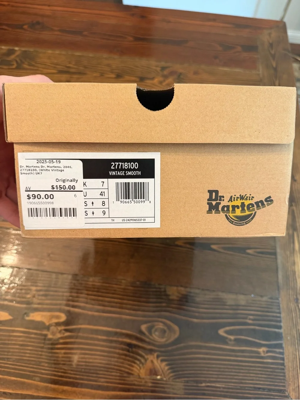 Dr. Martens White Leather 5-Eye Derby Shoes with Yellow Stitching